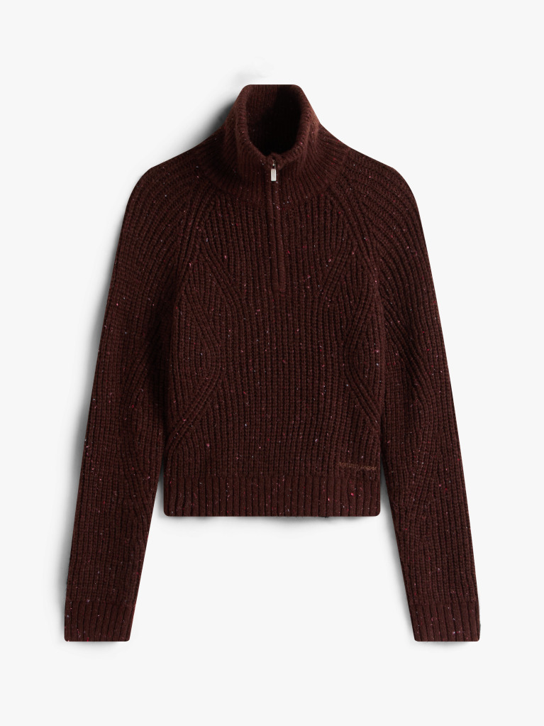 Brown Logo Half-Zip Jumper With Wool  Women