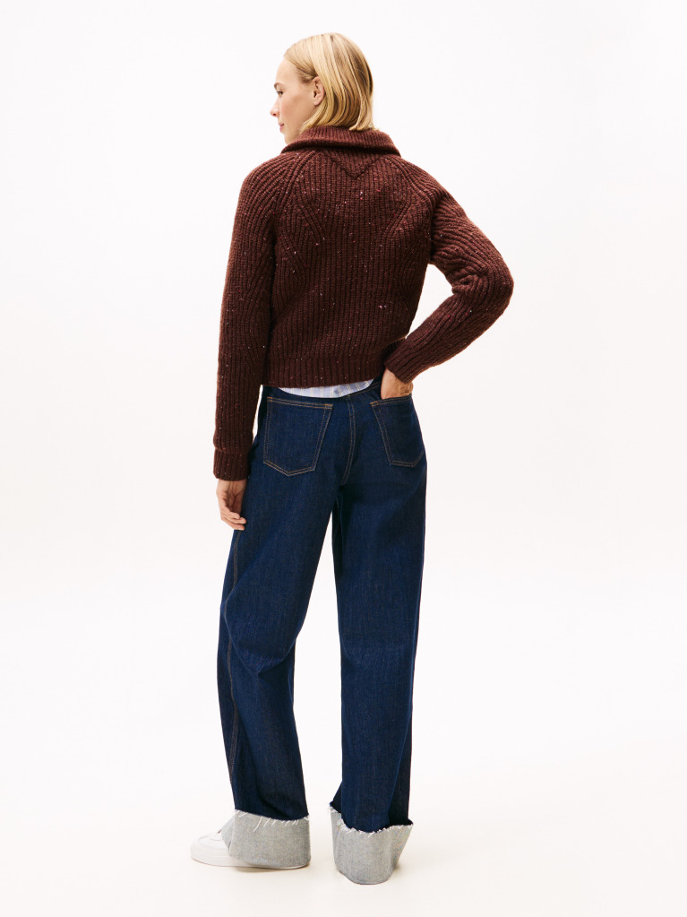 Brown Logo Half-Zip Jumper With Wool  Women