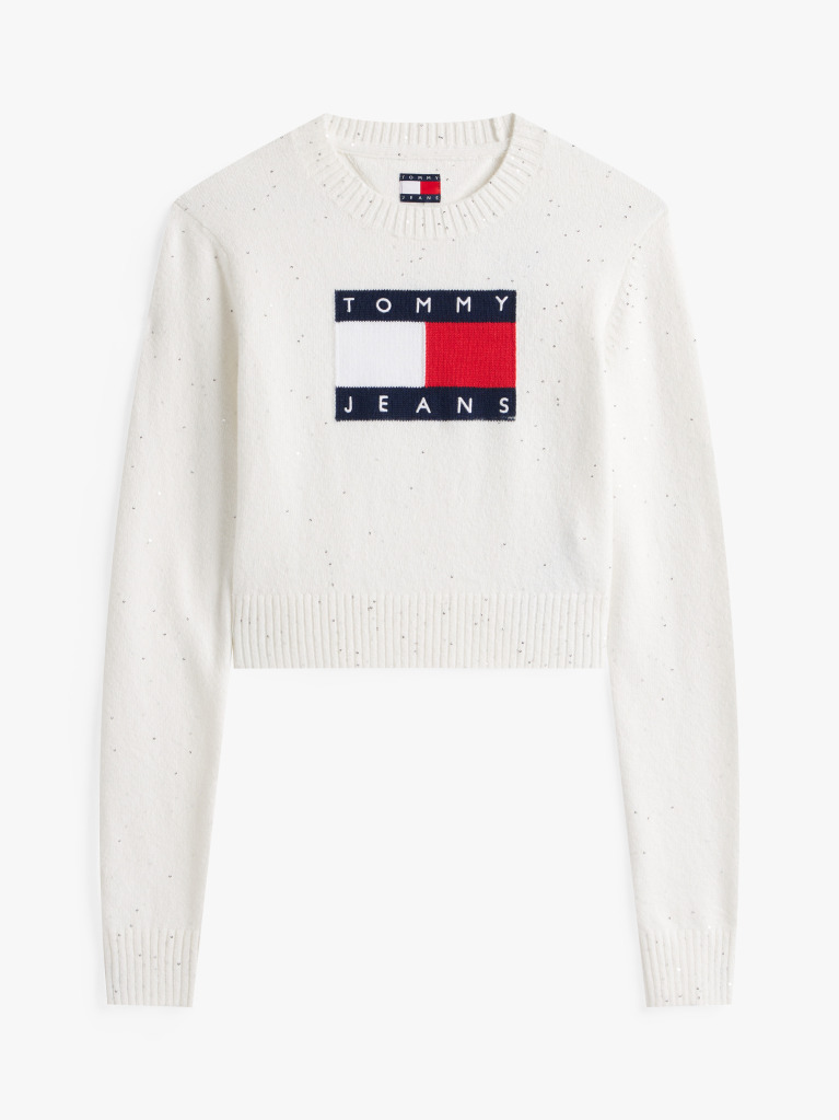 Άσπρο Πουλόβερ Σε Slim Γραμμή Με Σημαία Tommy  Γυναίκες