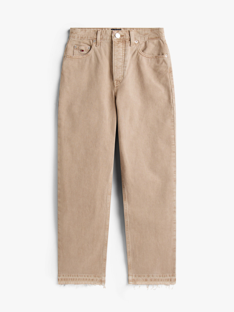 Beige Raw Hem Slim Straight Leg Jeans  Women