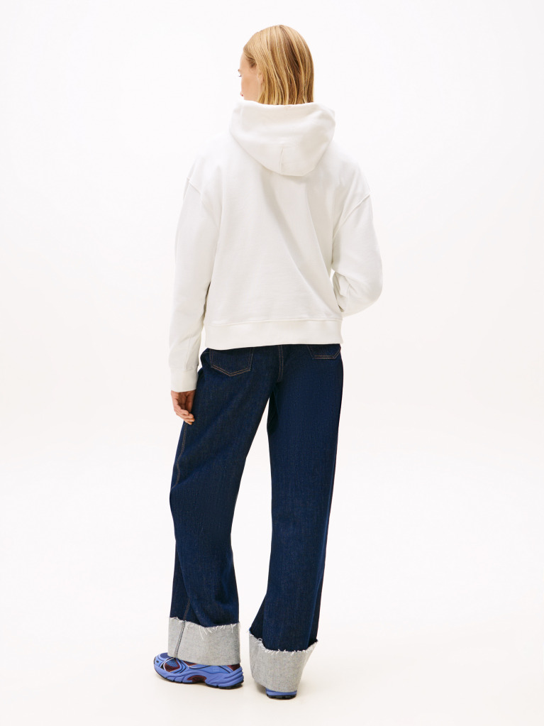 Άσπρο Western Hoodie Σε Boxy Γραμμή  Γυναίκες