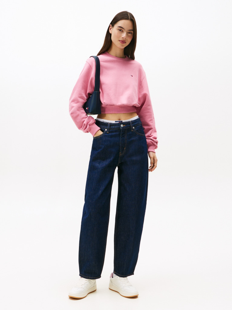 Pink Crop Flag Sweatshirt  Women