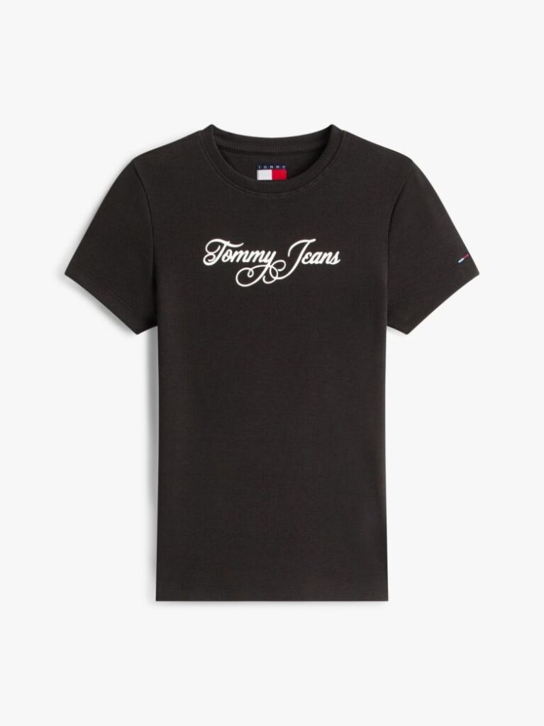 Μαύρο Essential Ριμπ T-Shirt Σε Slim Γραμμή  Γυναίκες