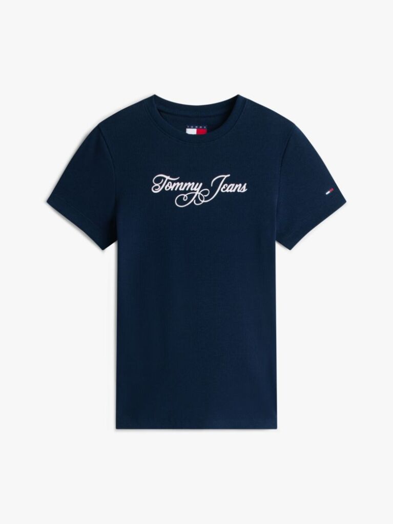 Μπλε Essential Ριμπ T-Shirt Σε Slim Γραμμή  Γυναίκες