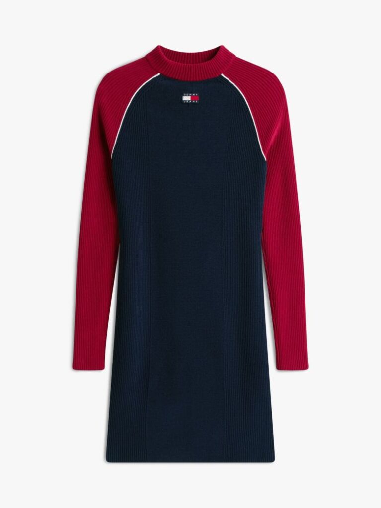 Blue Colour-Blocked Mini Jumper Dress  Women