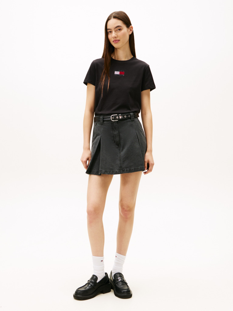 Black Diamanté Flag Crew Neck T-Shirt  Women