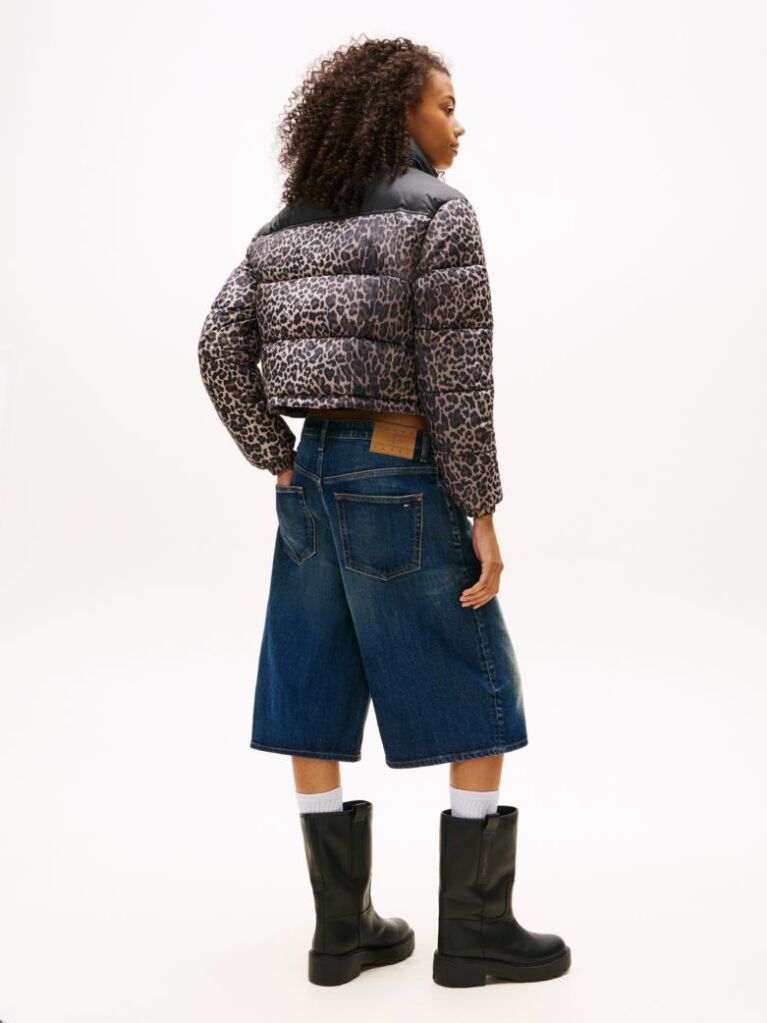 Multi Leopard Ripstop Relaxed Cropped Puffer Jacket  Women
