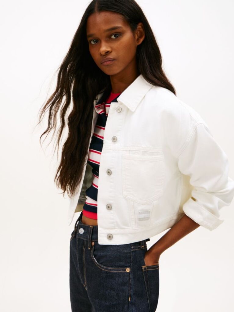 Denim Back Logo Oversized Denim Trucker Jacket  Women