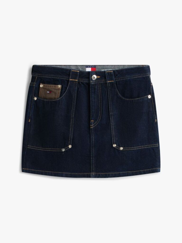 Denim Flag Embroidery Denim Straight Mini Skirt  Women