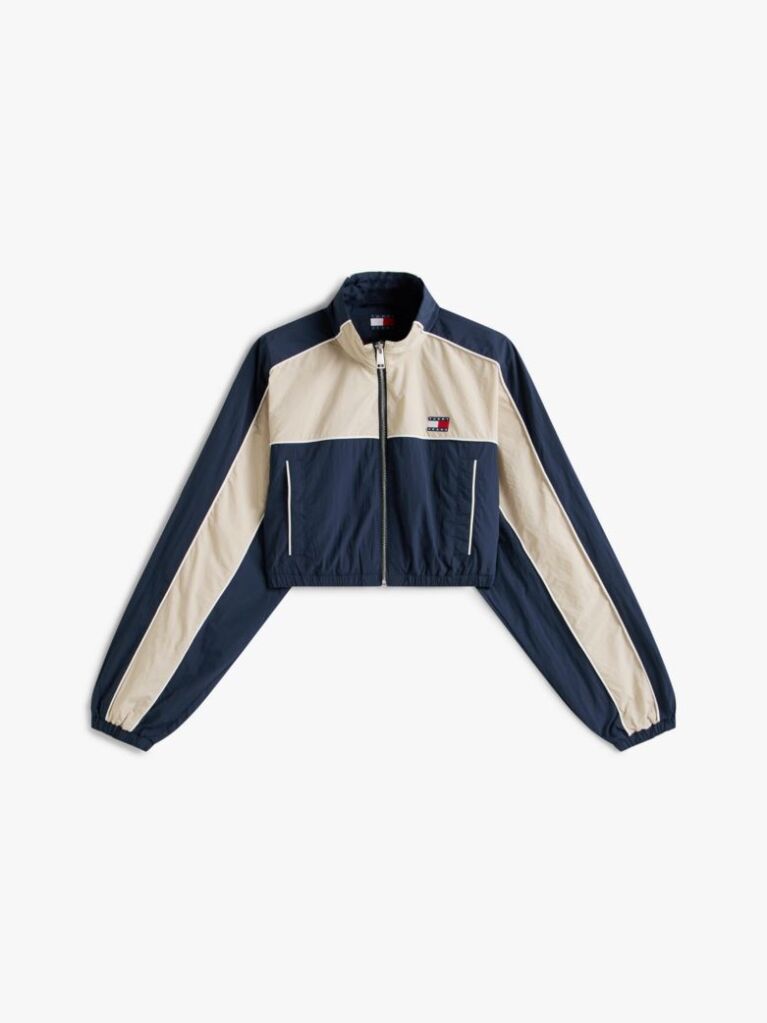 Blue Tommy Badge Colour-Blocked Piping Crinkle Jacket  Women