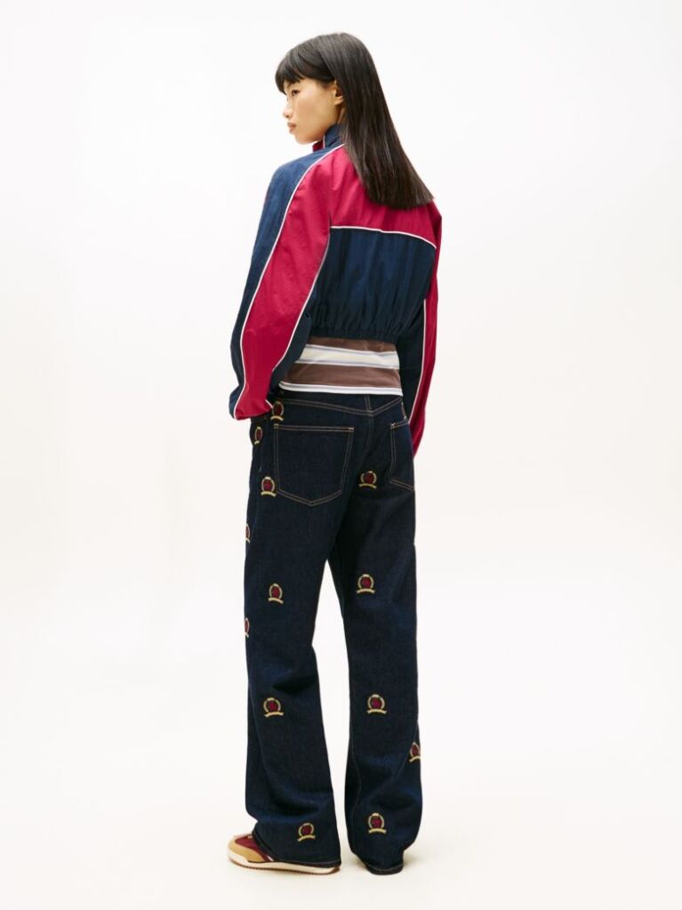Pink Tommy Badge Colour-Blocked Piping Crinkle Jacket  Women