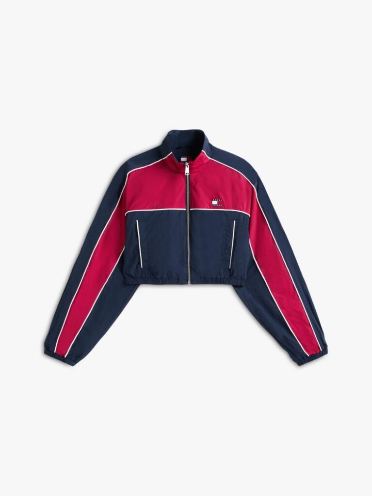Pink Tommy Badge Colour-Blocked Piping Crinkle Jacket  Women