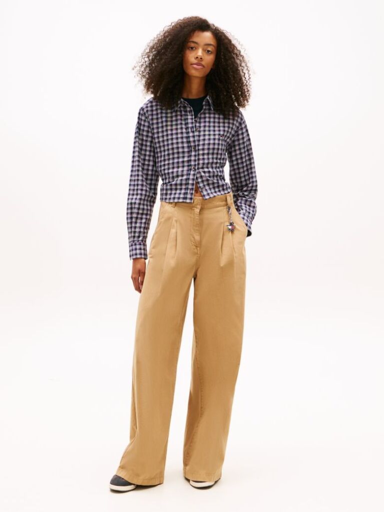 Multi Regular Fit Tie Back Check Seersucker Shirt  Women