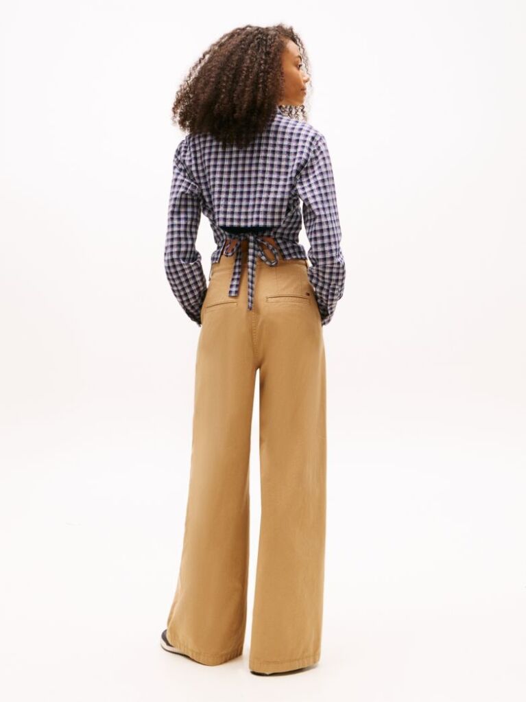 Multi Regular Fit Tie Back Check Seersucker Shirt  Women