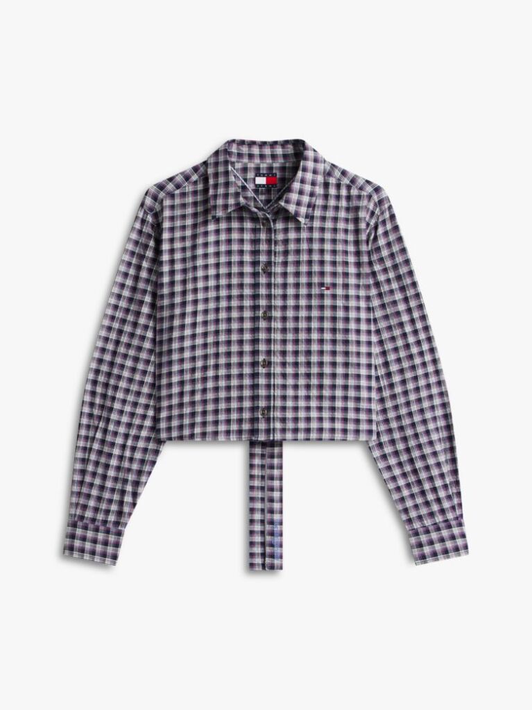 Multi Regular Fit Tie Back Check Seersucker Shirt  Women
