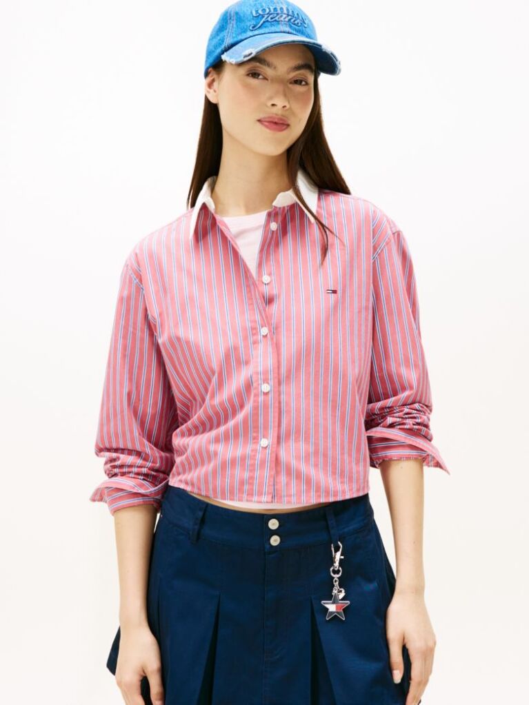 Multi Relaxed Fit Cropped Poplin Shirt  Women