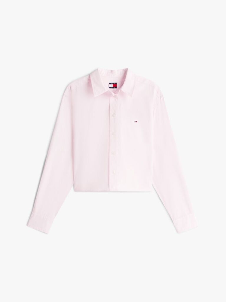 Pink Relaxed Fit Cropped Poplin Shirt  Women