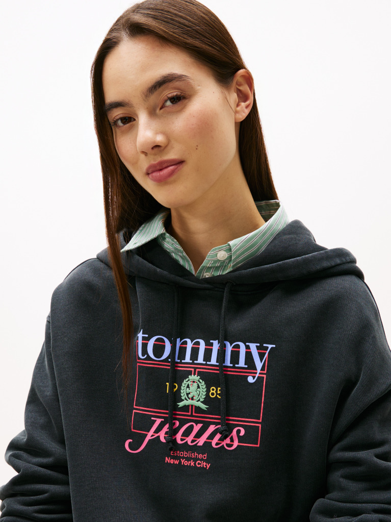 Black Crest Flag Hoodie  Women
