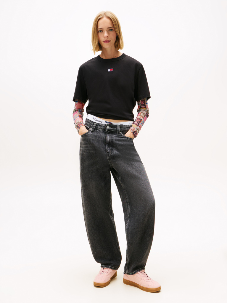 Black Boxy Badge Tee  Women