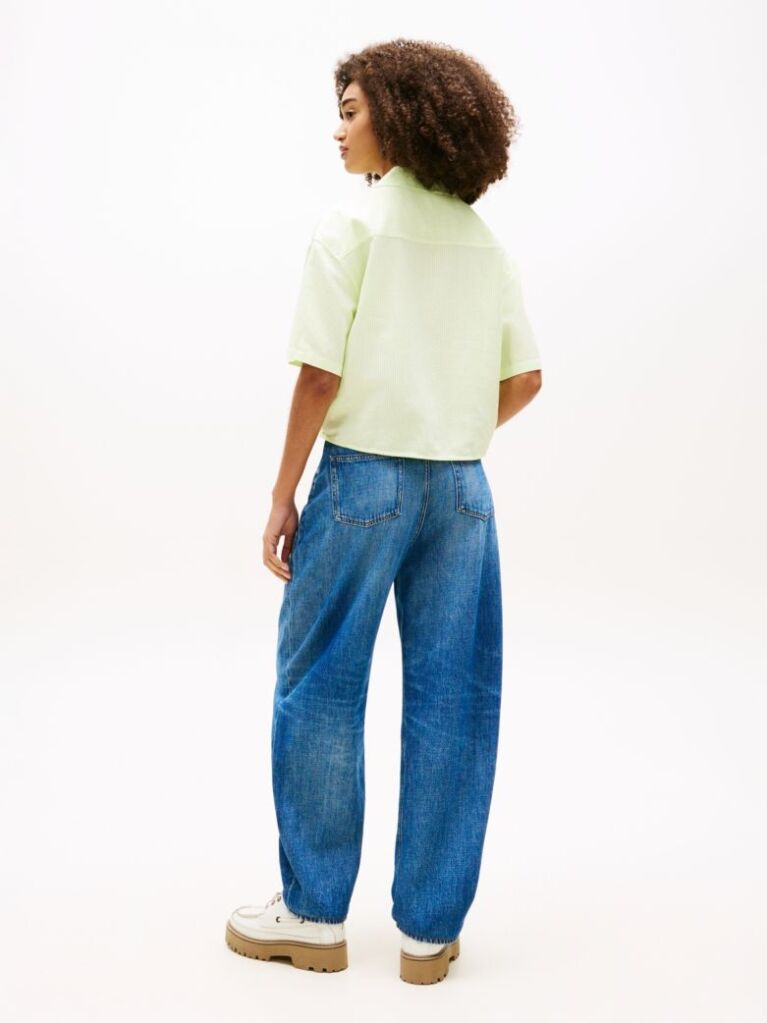 Green Relaxed Fit Linen Blend Tie Front Shirt  Women