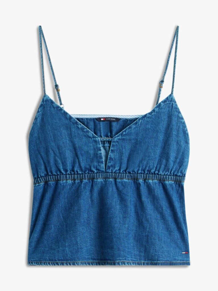 Denim Slim Τοπ Με Λαιμόκοψη V Και Λεπτές Τιράντες  Γυναίκες