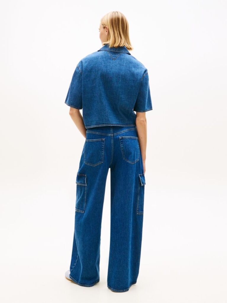 Denim Άνετο Cropped Πουκάμισο  Γυναίκες