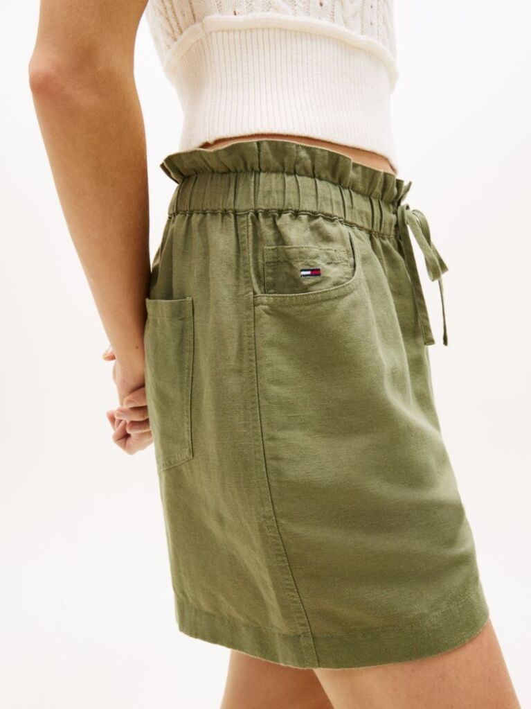 Green Linen Blend Five-Pocket Shorts  Women