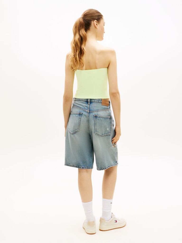 Green Ribbed Slim Bandeau Top  Women