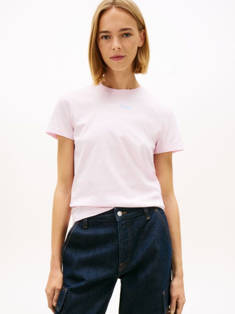 Ροζ T-Shirt Με Λογότυπο Και Κλασική Λαιμόκοψη  Γυναίκες
