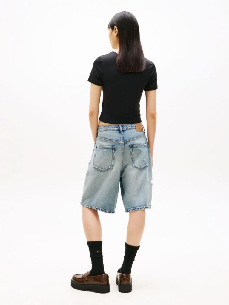 Black Athleisure Metal Logo Slim T-Shirt  Women