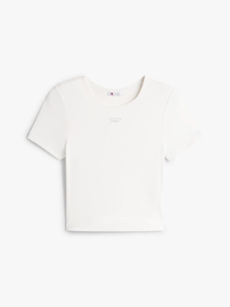 White Athleisure Metal Logo Slim T-Shirt  Women