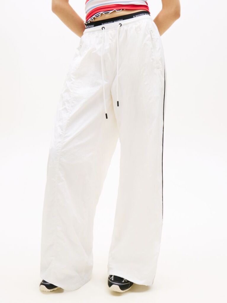 White Repeat Logo Tape Wide Leg Joggers  Women