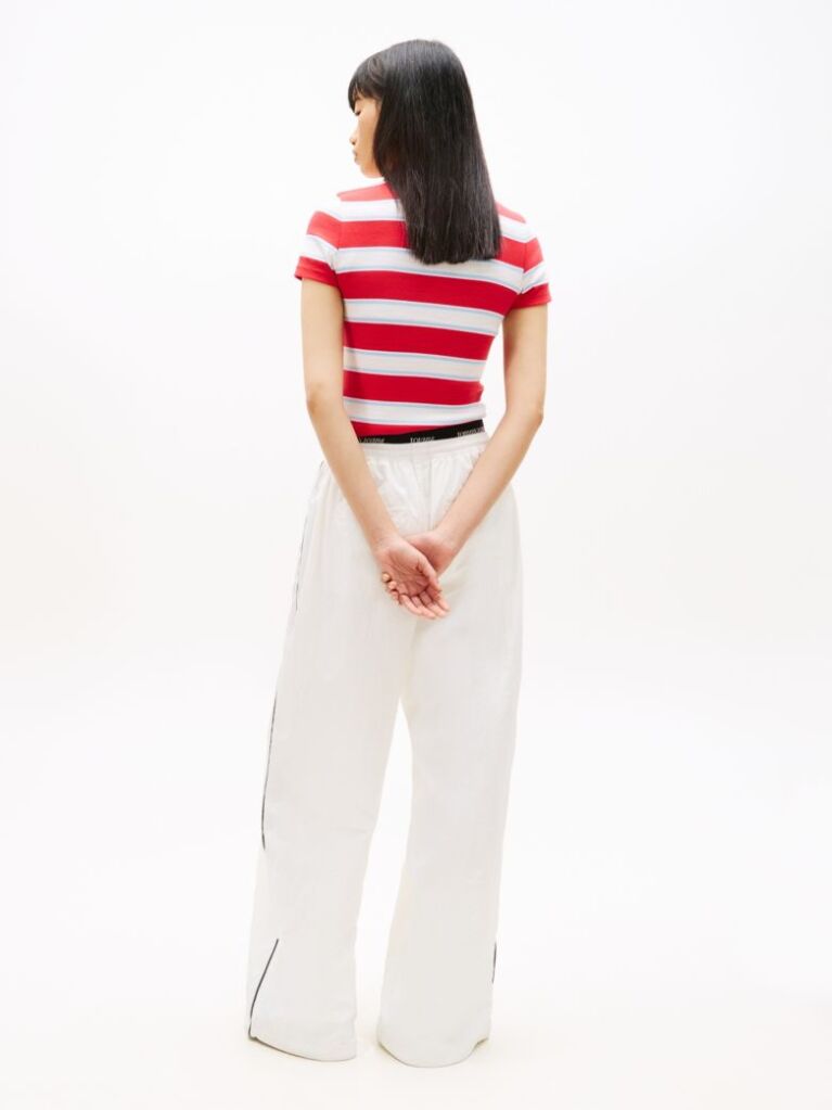 White Repeat Logo Tape Wide Leg Joggers  Women