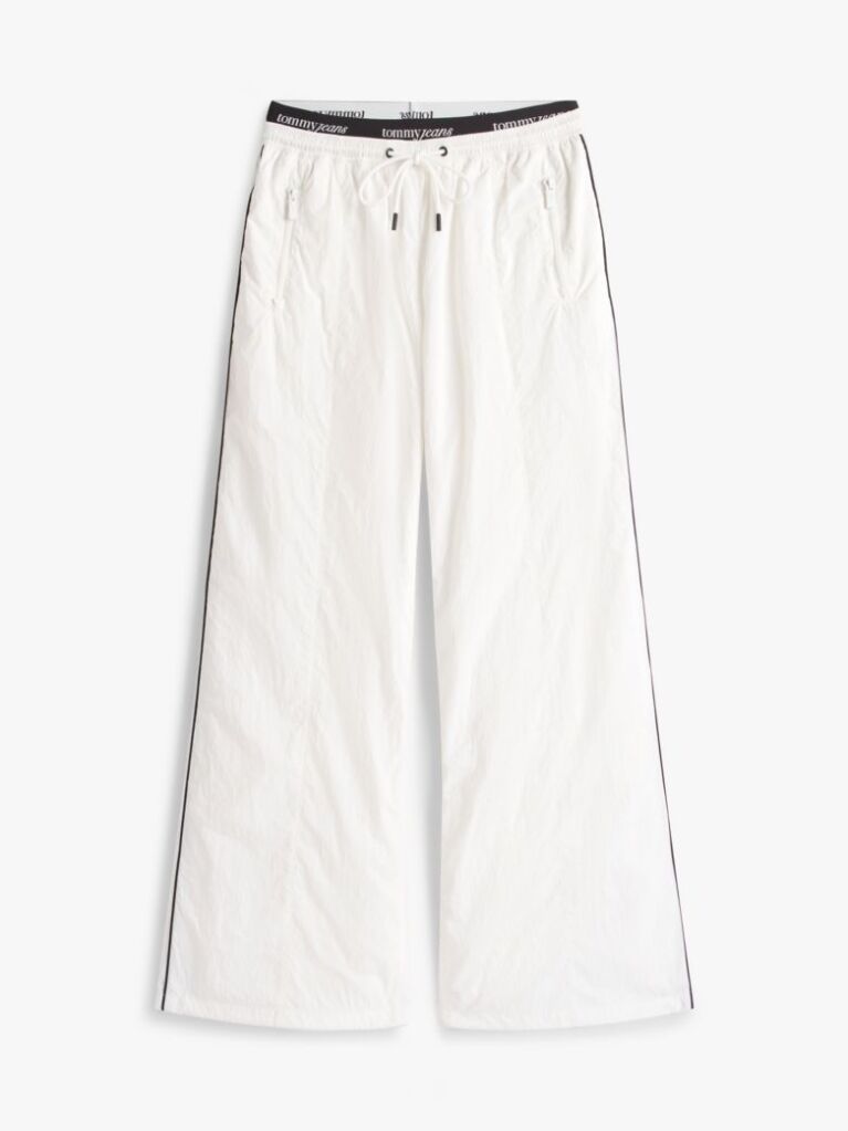 White Repeat Logo Tape Wide Leg Joggers  Women