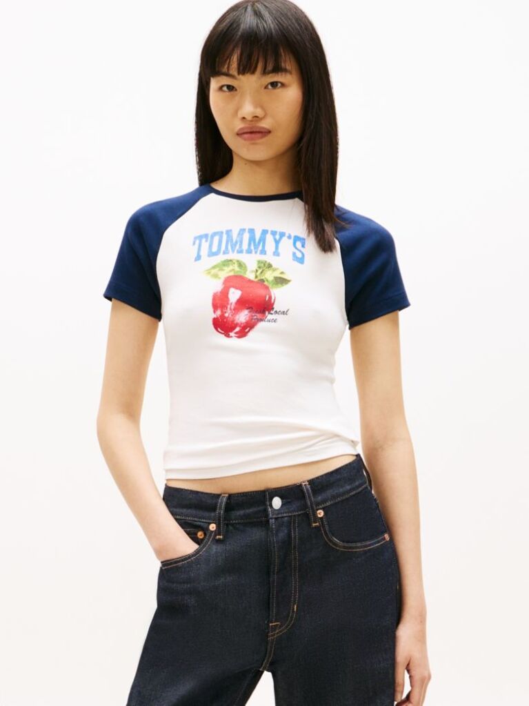Beige Graphic Slim Raglan T-Shirt  Women