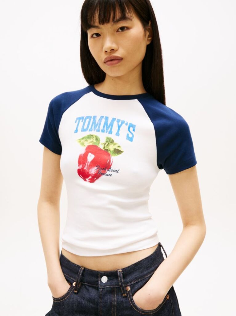 Beige Graphic Slim Raglan T-Shirt  Women