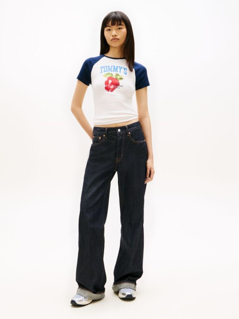 Beige Graphic Slim Raglan T-Shirt  Women