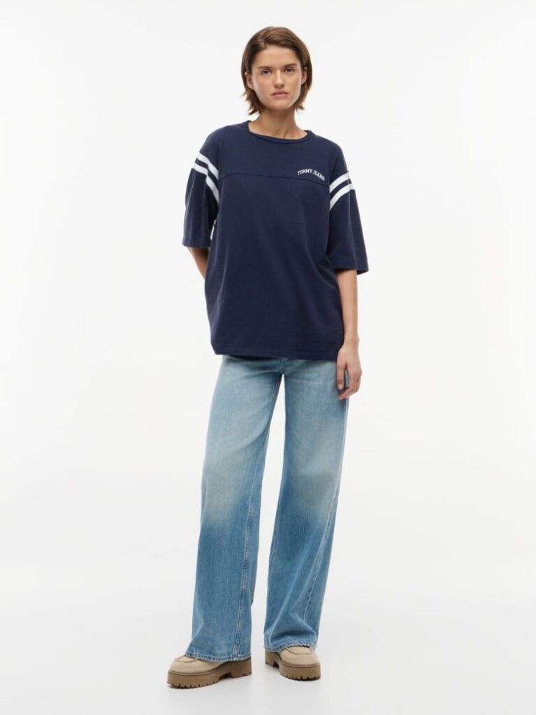 Blue Logo Oversized Crew Neck T-Shirt  Women