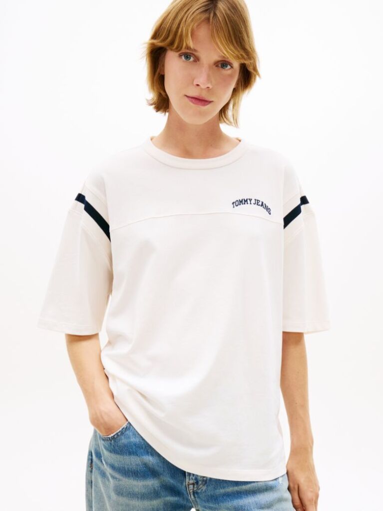 Beige Logo Oversized Crew Neck T-Shirt  Women