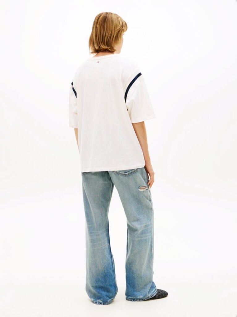 Beige Logo Oversized Crew Neck T-Shirt  Women