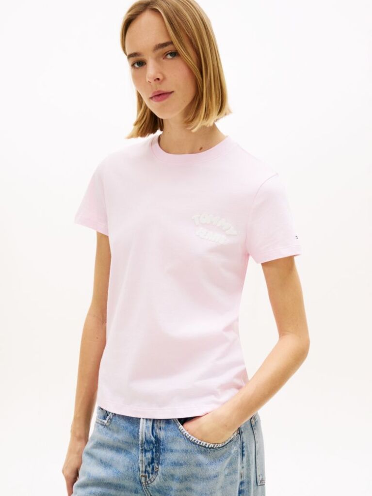 Pink Bubble Logo Crew Neck T-Shirt  Women