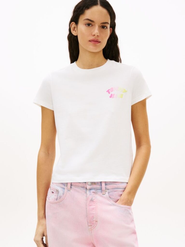 White Bubble Logo Crew Neck T-Shirt  Women