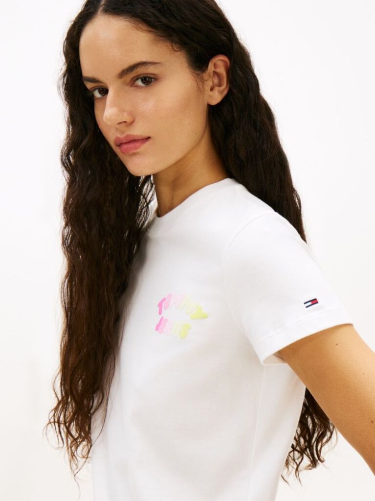 White Bubble Logo Crew Neck T-Shirt  Women