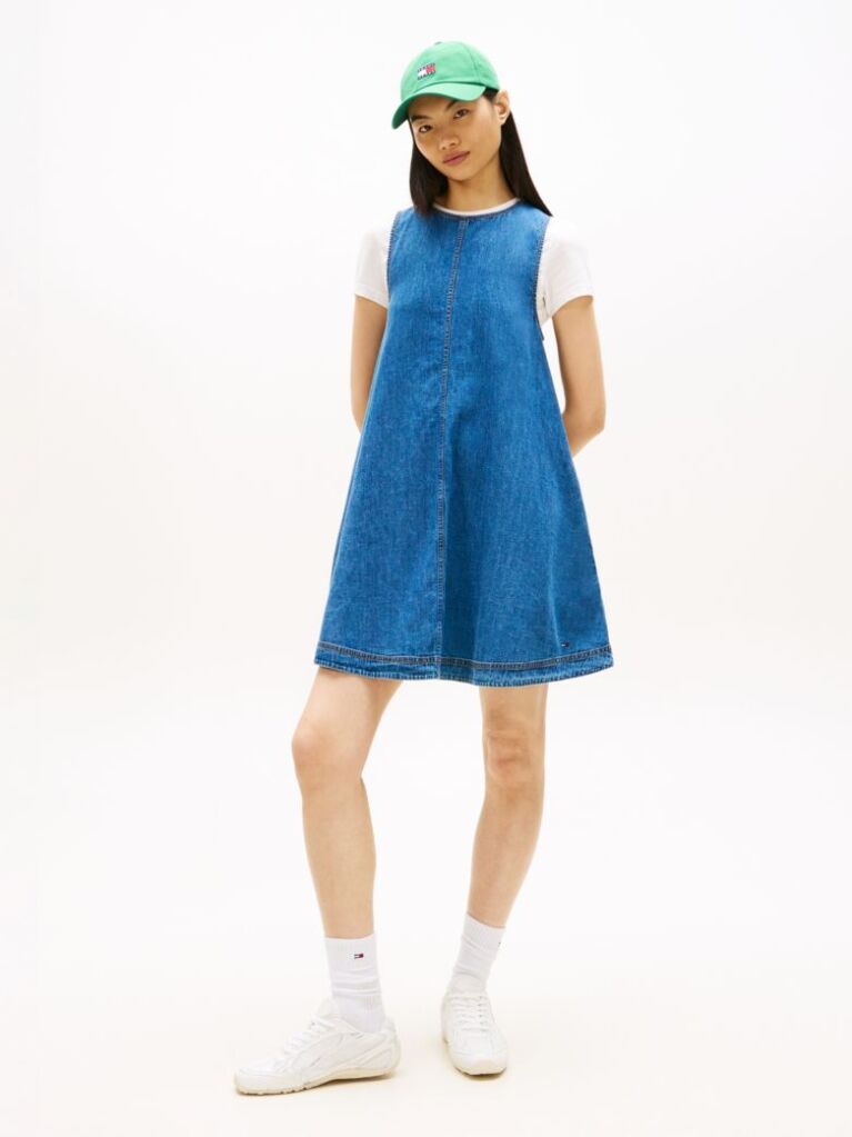 Denim Chambray Sleeveless Mini A-Line Dress  Women
