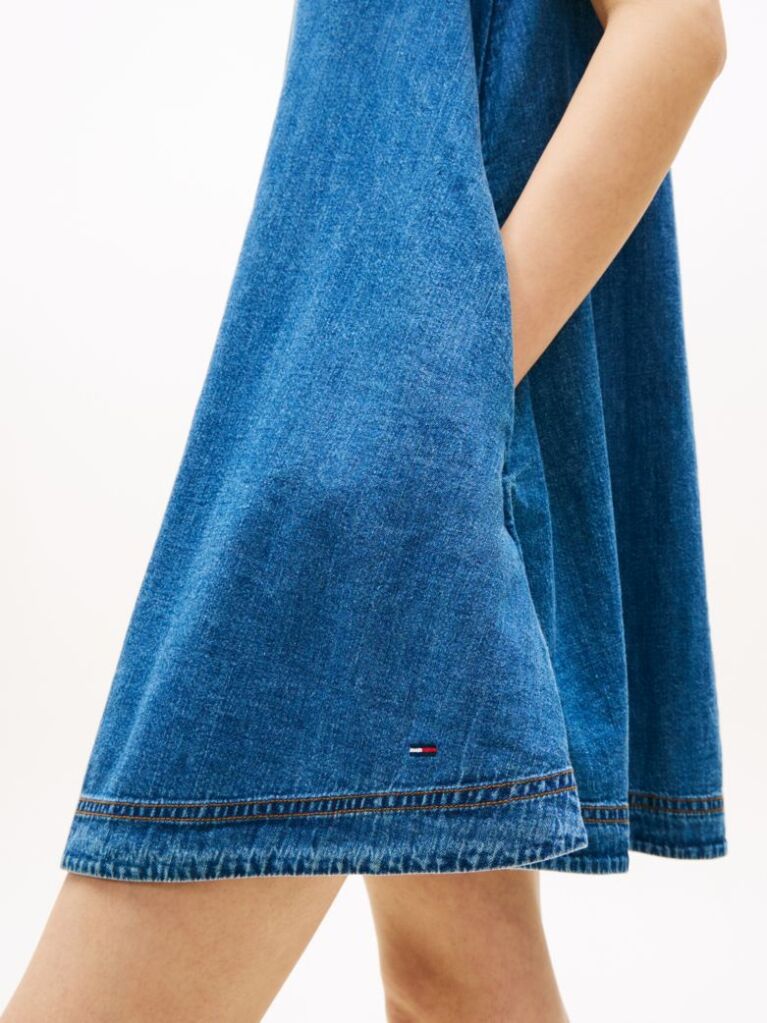 Denim Chambray Sleeveless Mini A-Line Dress  Women