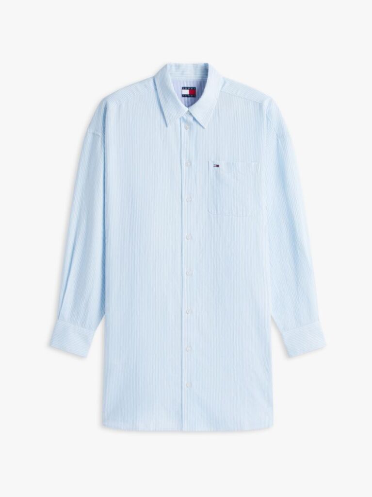Μπλε Oversized Λινό Φόρεμα Πουκαμίσα  Γυναίκες