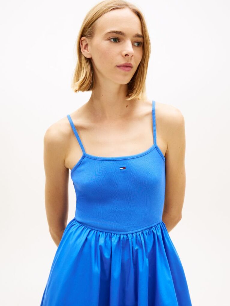 Blue Spaghetti Strap Extra Slim Mini Dress  Women