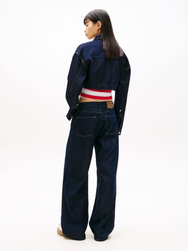 Denim Pleated Mid Rise Loose Straight Leg Jeans  Women
