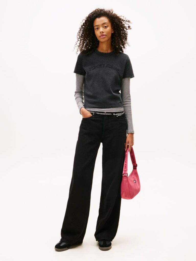 Black Regular Tonal Logo Crew Neck T-Shirt  Women
