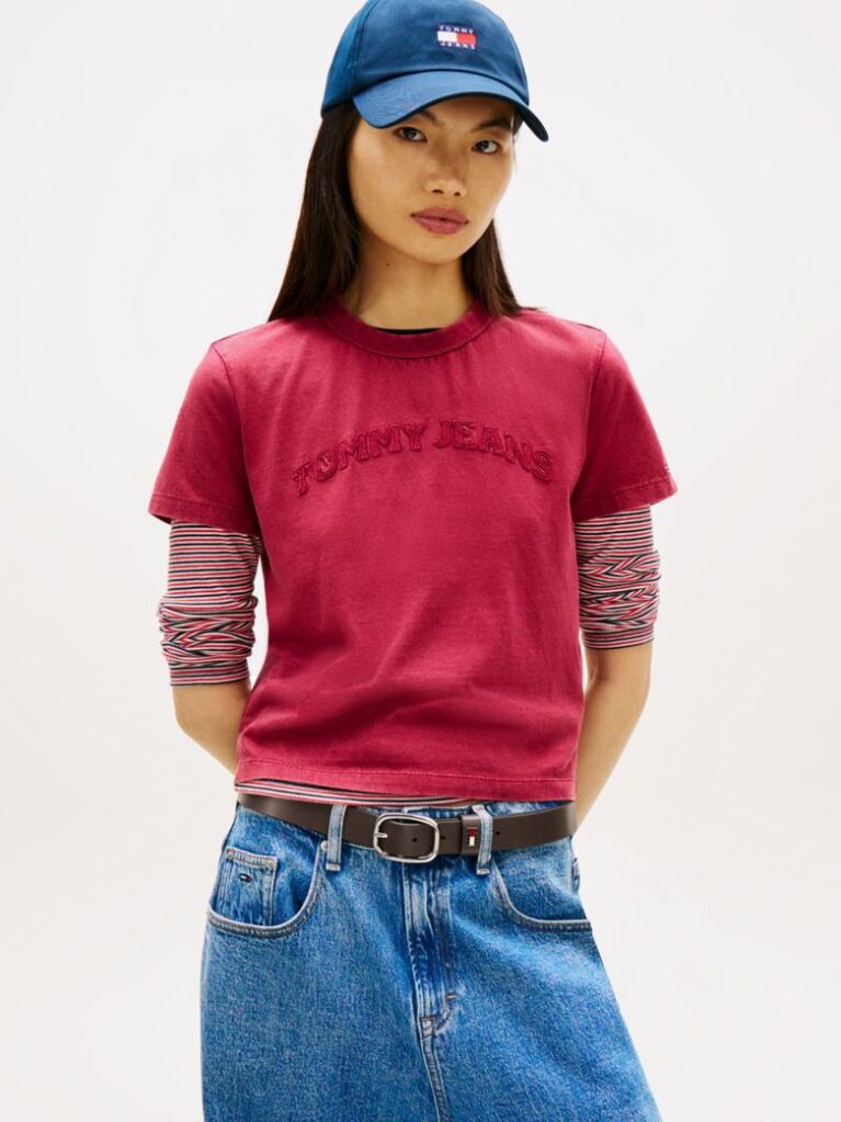 Pink Regular Tonal Logo Crew Neck T-Shirt  Women